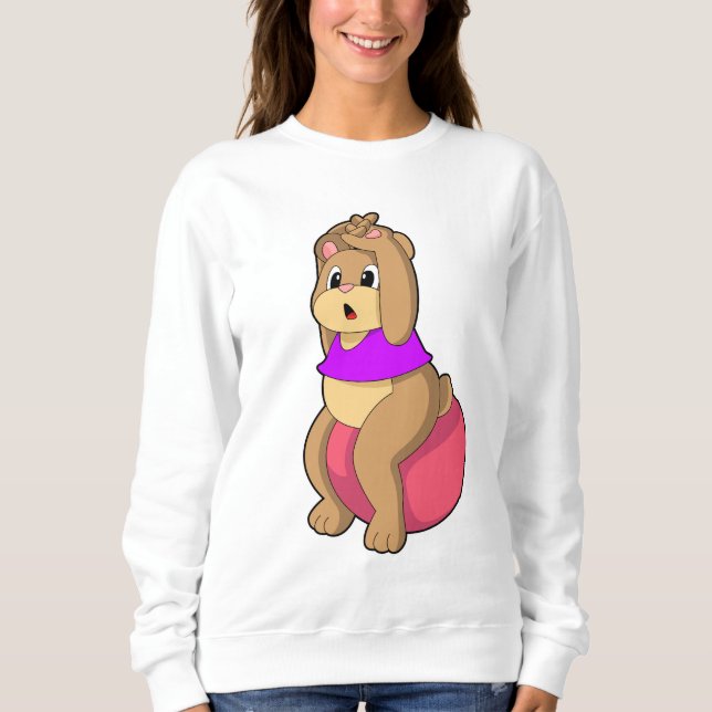 Bär bei Fitness mit Übungsball.PNG Sweatshirt (Vorderseite)