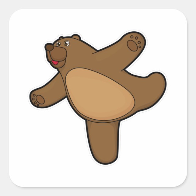 Bär bei Yoga Stretching-Übung Quadratischer Aufkleber (Vorderseite)