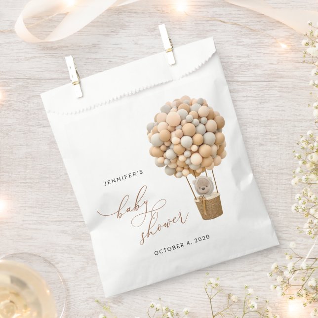 Bär, Beige Balloons, Heißluftballon, Babydusche Geschenktütchen (Ausgeschnitten)