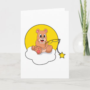 Bär beim Angeln mit Angelrute auf Wolke Karte