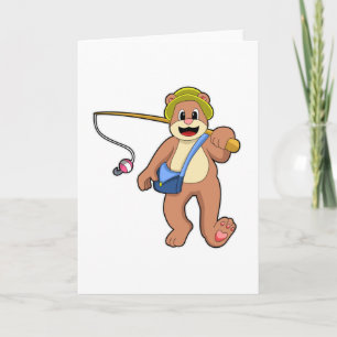 Bär beim Angeln mit Angelrute Karte
