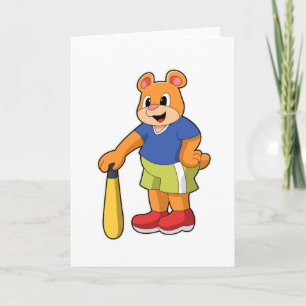 Bär beim Baseball mit Baseballschläger Karte