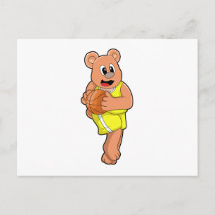 Bär beim Basketball-Sport Postkarte