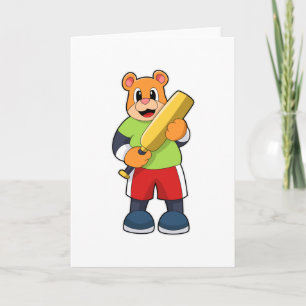 Bär beim Cricket mit Cricket-Schläger Karte