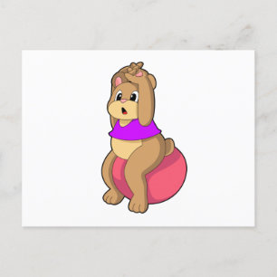 Bär beim Fitness mit Gymnastikball.PNG Postkarte