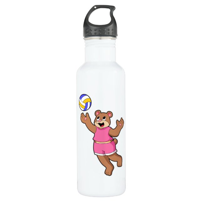 Bär beim Volleyball-Sport Edelstahlflasche (Vorderseite)