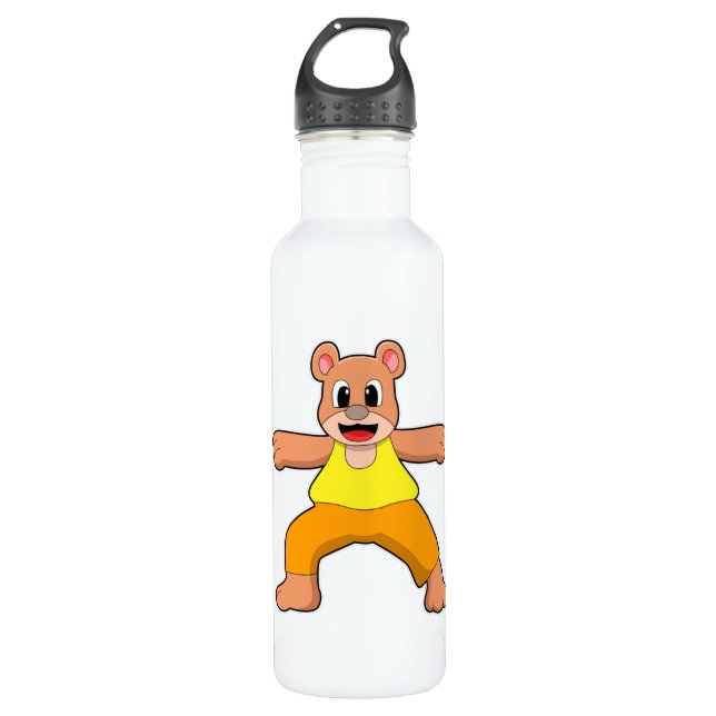 Bär beim Yoga im Stehenden Edelstahlflasche (Vorderseite)