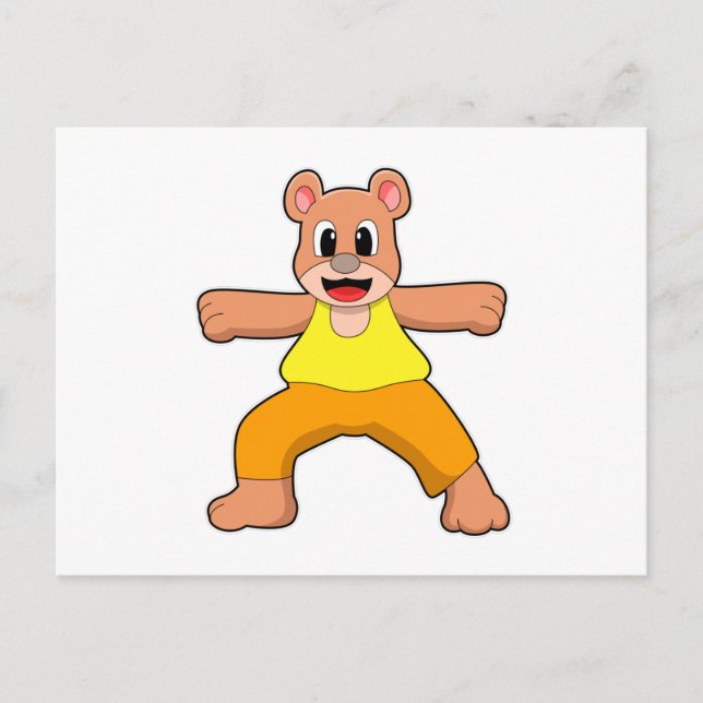 Bär beim Yoga im Stehenden Postkarte (Vorderseite)
