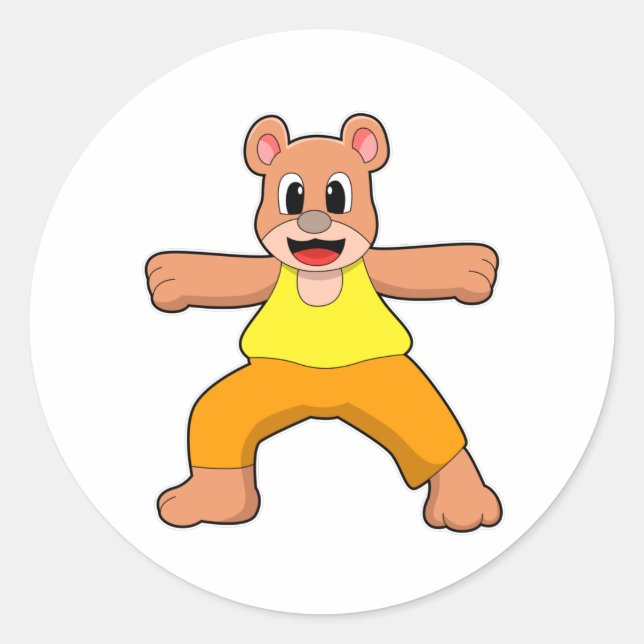 Bär beim Yoga im Stehenden Runder Aufkleber (Vorderseite)
