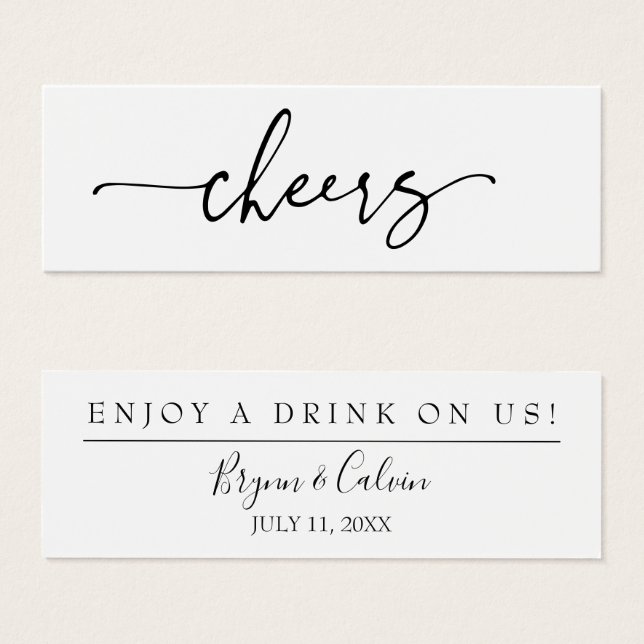 Bar Billet Mariage Réception Carte de boisson (Devant & derrière)