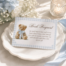 Bär Blau Junge Baby Shower Buch Anfrage Begleitkarte
