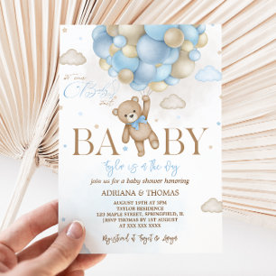 Bär Blau Junge Babyparty Einladung