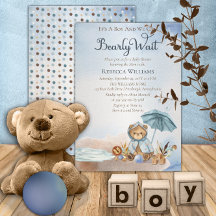 Bär | Blue Umbrella Bearly Wait Boy Baby Dusche