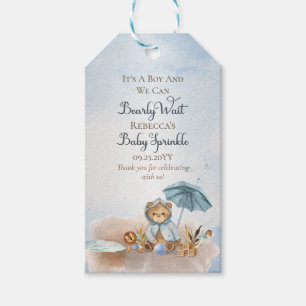 Bär Blue Umbrella Bearly Wait Boy Baby Sprinkle Geschenkanhänger