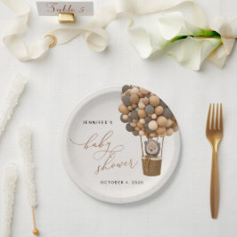 Bär, braune Balloons, Heißluftballon, Babydusche Pappteller