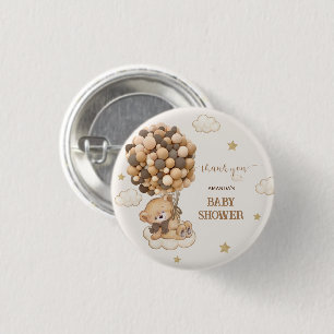Bär Brown Ballons Babyparty Geschenkteilchen Button