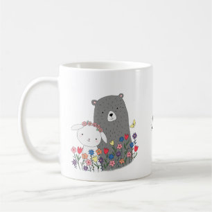 Bär & Bunny mit Blume Niedlicher Individuelle Nam Kaffeetasse