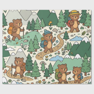 Bär-Camping-Rucksack-Geschenkpapier Geschenkpapier