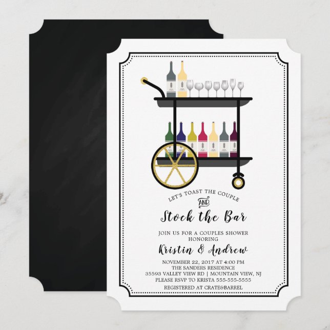 Bar Cart Stock die Dusche Bar Paare Einladung (Vorne/Hinten)