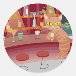 Bar cat runder aufkleber