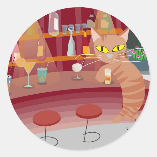 Bar cat runder aufkleber (Vorderseite)