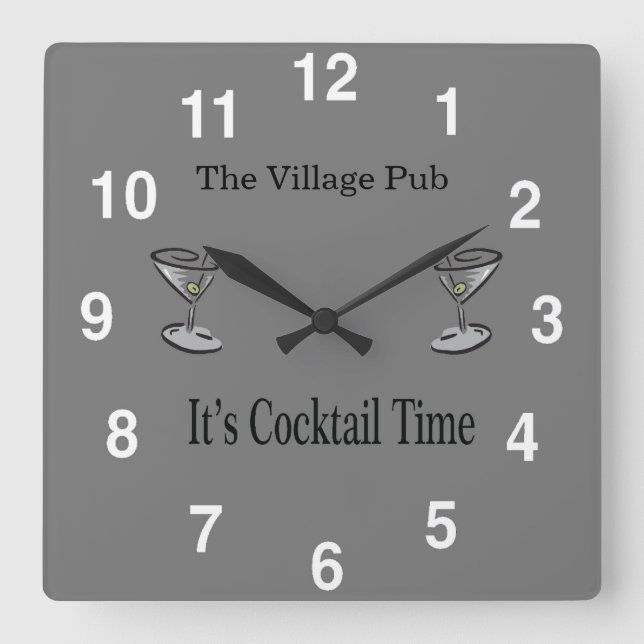 Bar Clock - Customizable Bar Clock Design Quadratische Wanduhr (Vorderseite)