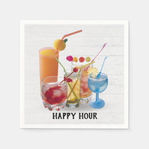 Bar-Cocktails auf Holz  Serviette