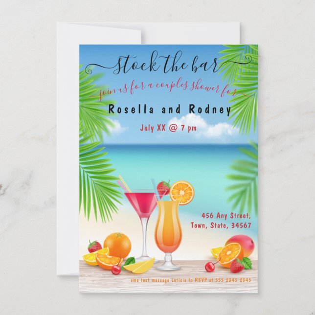 Bar Cocktails Paare Dusche Einladung lagern (Vorderseite)