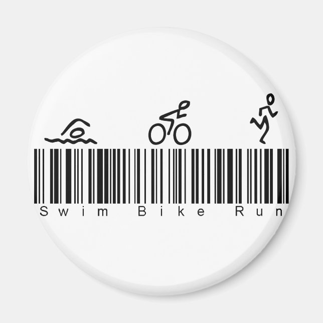 Bar Code Swim Bike Run Magnet (Vorne)