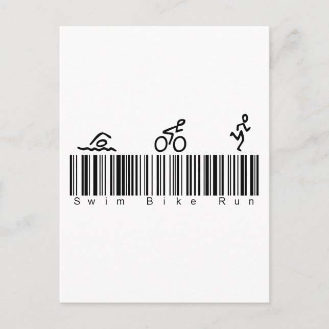 Bar Code Swim Bike Run Postkarte (Vorderseite)