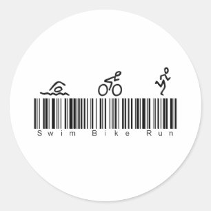 Bar-Codeswim-Fahrrad-Lauf Runder Aufkleber