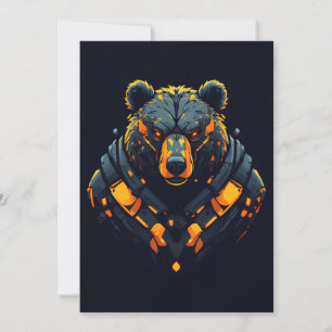 Bär Cyberpunk Mecha Neon Gaming-Einladung Einladung