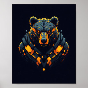 Bär-Cyberpunk-Mecha-Neon-Gaming-Poster Poster