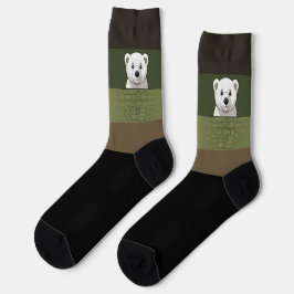 Bär, der über die Mauer schaut, Deep Forest Socken