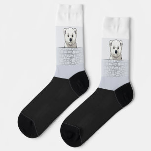 Bär, der über die Wand schaut, Weiße Schatten Socken