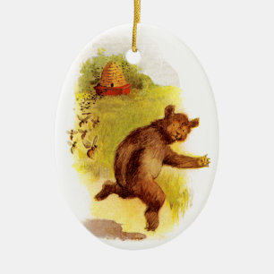 Bär, der von den Bienen läuft Keramikornament