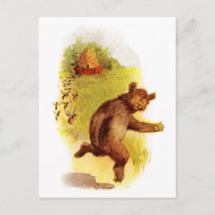 Bär, der vor Bienen flieht Postkarte