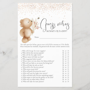 Bär & Die Biene 'Rate Wer' Baby Shower Spiel Flyer