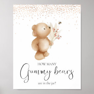 Bär & Die Biene Wie viele? Babyshower-Spiel Poster