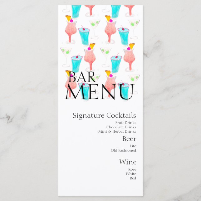 Bar Drink Cocktail Weinkultur Hochzeit Menükarte (Vorderseite)