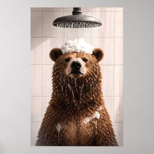 Bär-Duschposter, Lustiger Tier-Badezimmer-Wanddeko Poster