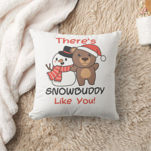 Bär Es gibt Snowbuddy wie Snowman Pun Kissen