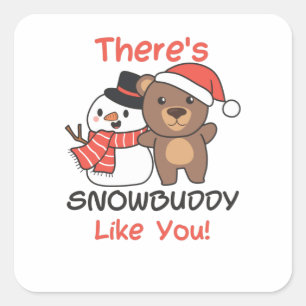 Bär Es gibt Snowbuddy wie Snowman Pun Quadratischer Aufkleber