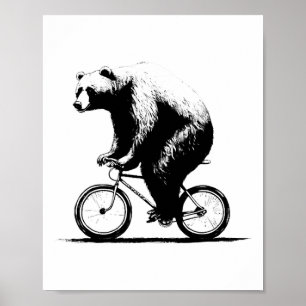 Bär fährt Fahrrad Radfahren Mountainbike Radfahren Poster