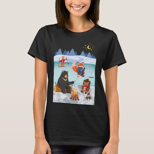 Bär fischt am Flussufer T-Shirt (Vorderseite)
