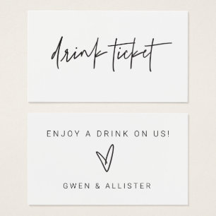 Bar Free Drink Ticket Hochzeitskarte Empfang G400