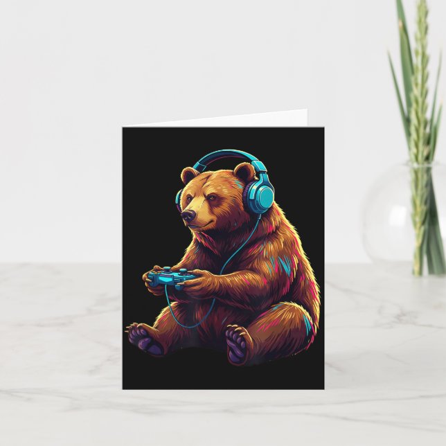 Bär Gaming Tier Videospiele Lustiger Bär  Karte (Vorderseite)