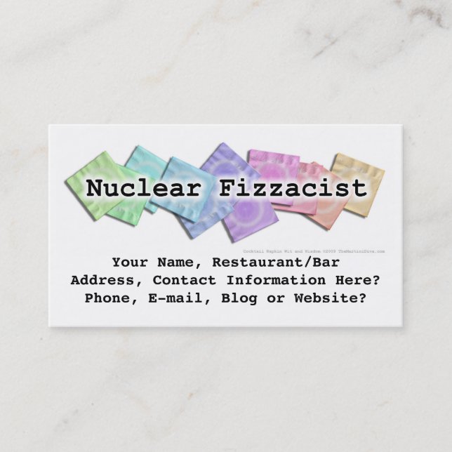 Bar-Geschäfts-Karte - nukleares Fizzacist Visitenkarte (Vorderseite)
