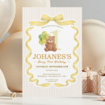 Bär Goldene Schleife Streifen Beary Erster Geburts