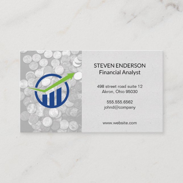 Bar Graph Financial | Münzen Visitenkarte (Vorderseite)